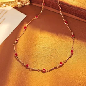 Crimson Crystal Station Necklace