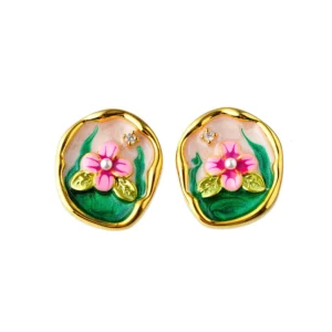 Garden Green Enamel Stud Earrings
