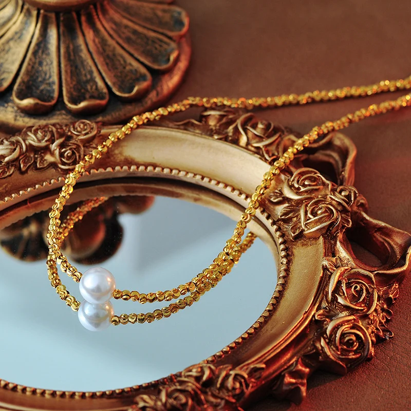 Pearl-Style Double-Strand Drop Necklace